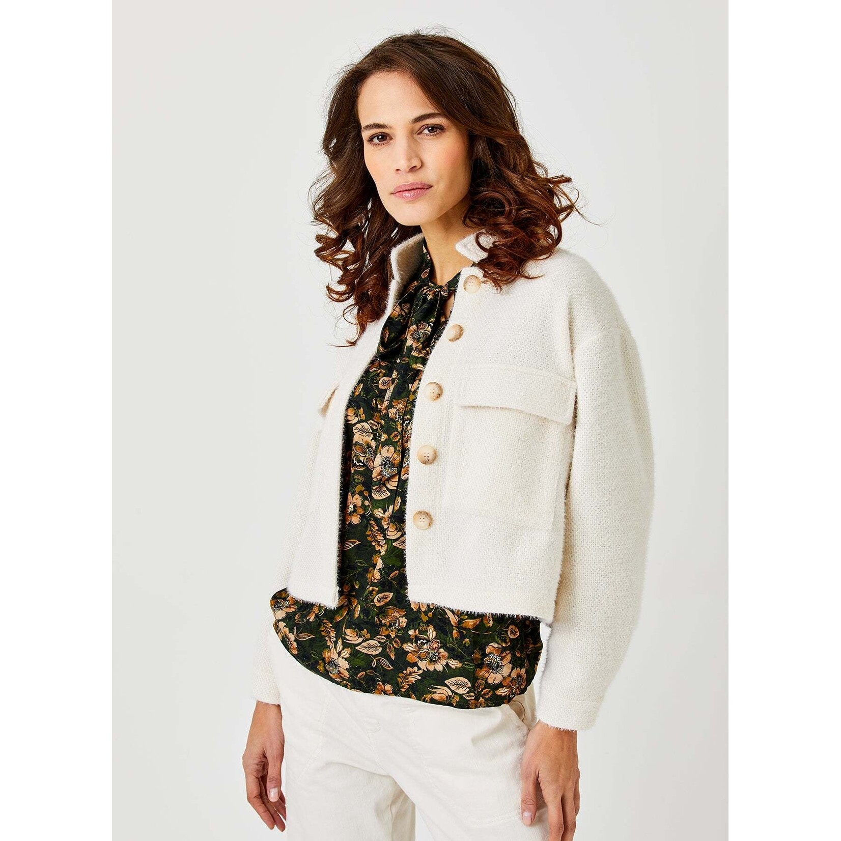 Suzy D London Ingrid Short Fluffy Jacket With Pocket Detail