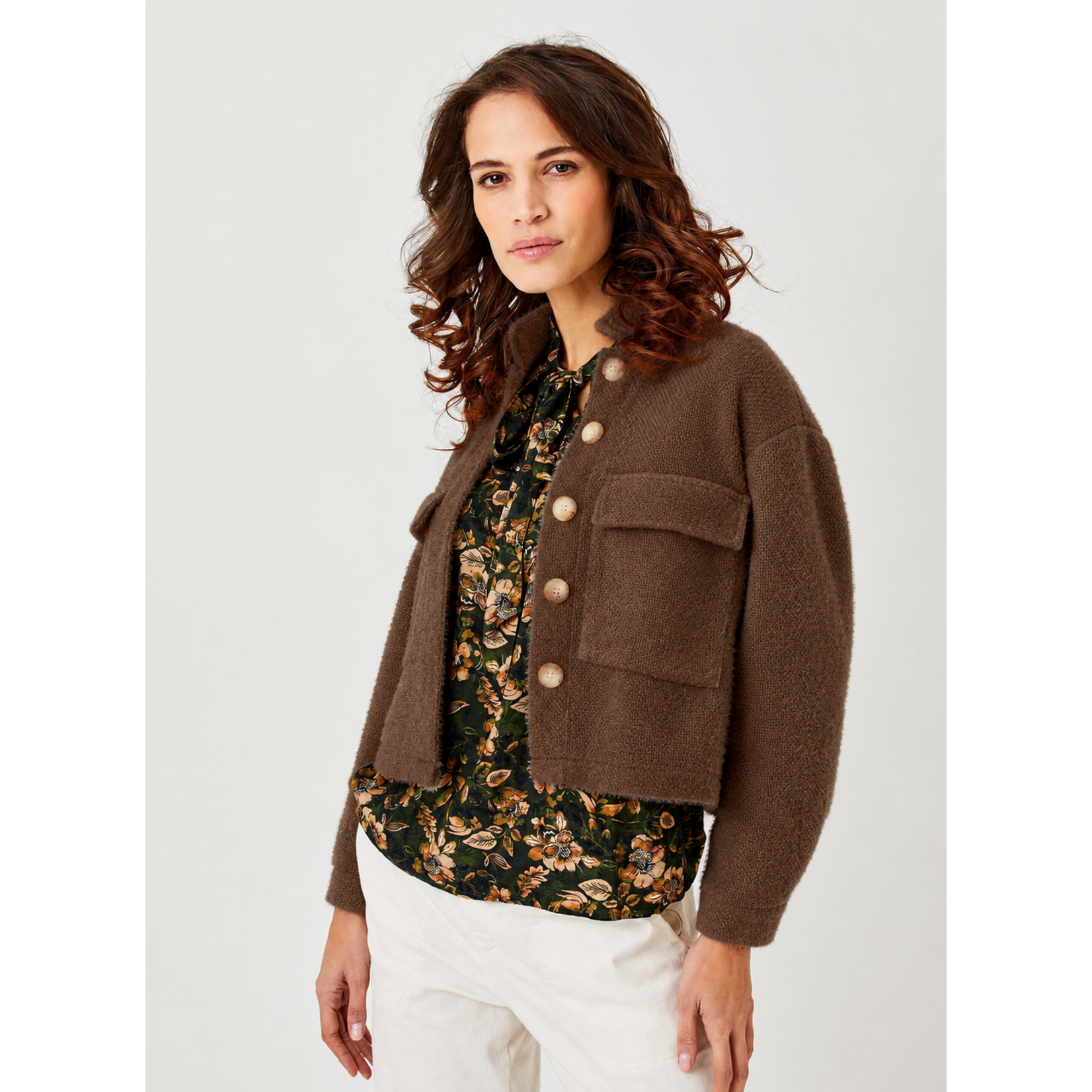 Suzy D London Ingrid Short Fluffy Jacket With Pocket Detail