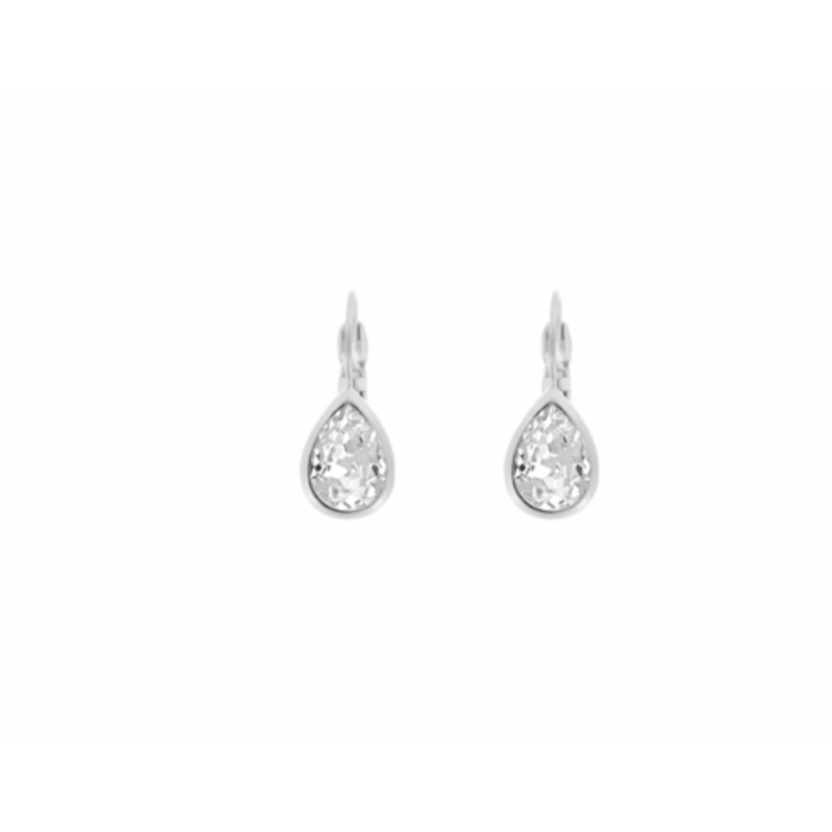 Myka Nina Extra-Small Swaraovksi Crystal Teardrop Euroback Earrings - Bright Rhodium