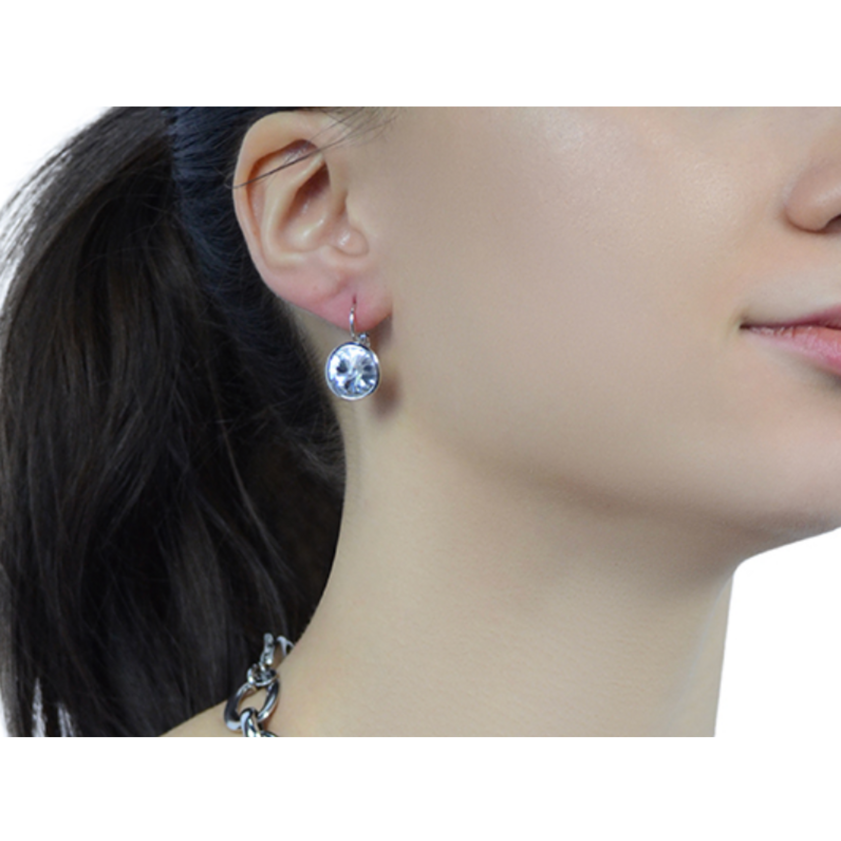 Myka Mila Rivoli Euroback Earring - Bright Rhodium & Swarovski