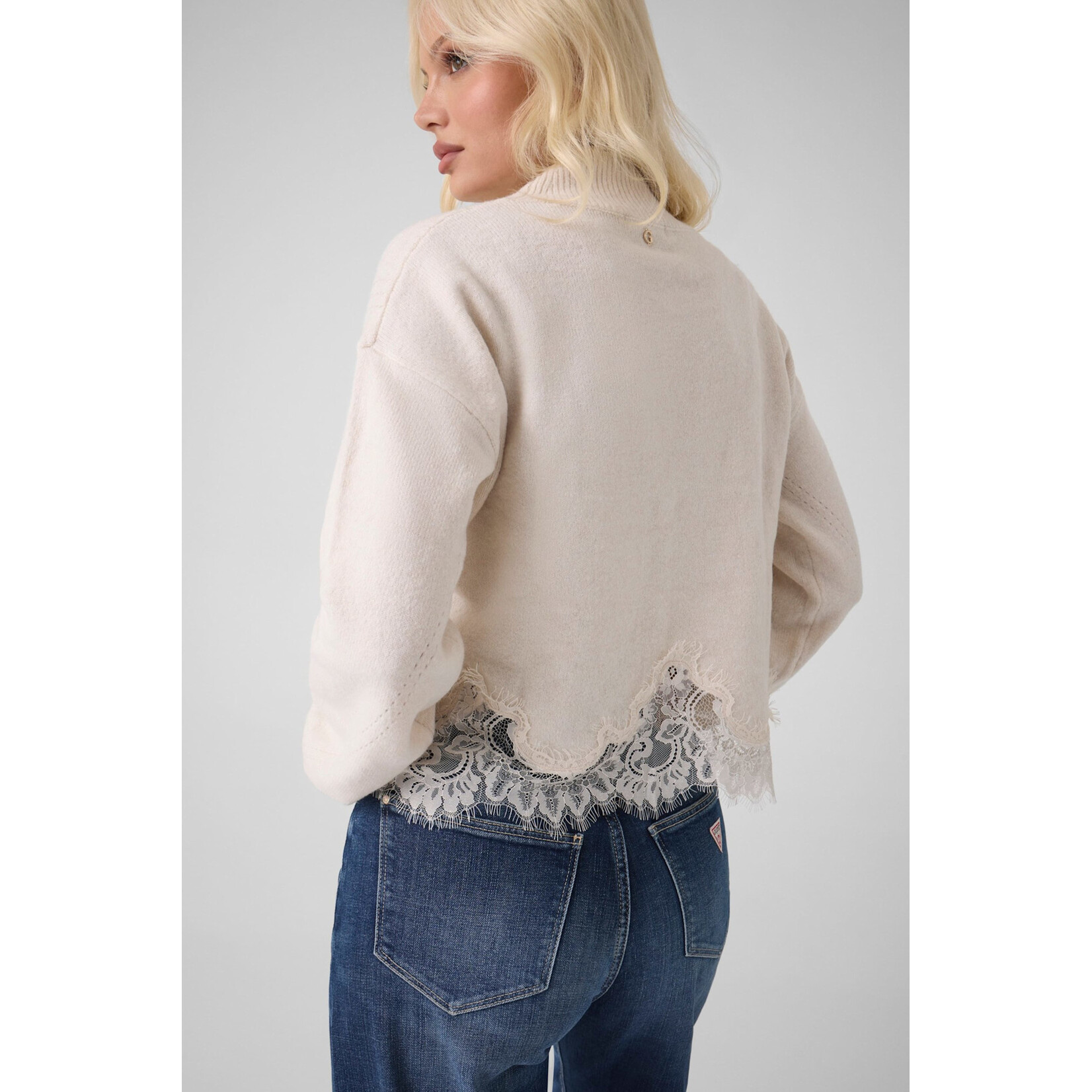 Guess W6BR38Z1433 - Long Sleeve Wool Blend Lace Sweater