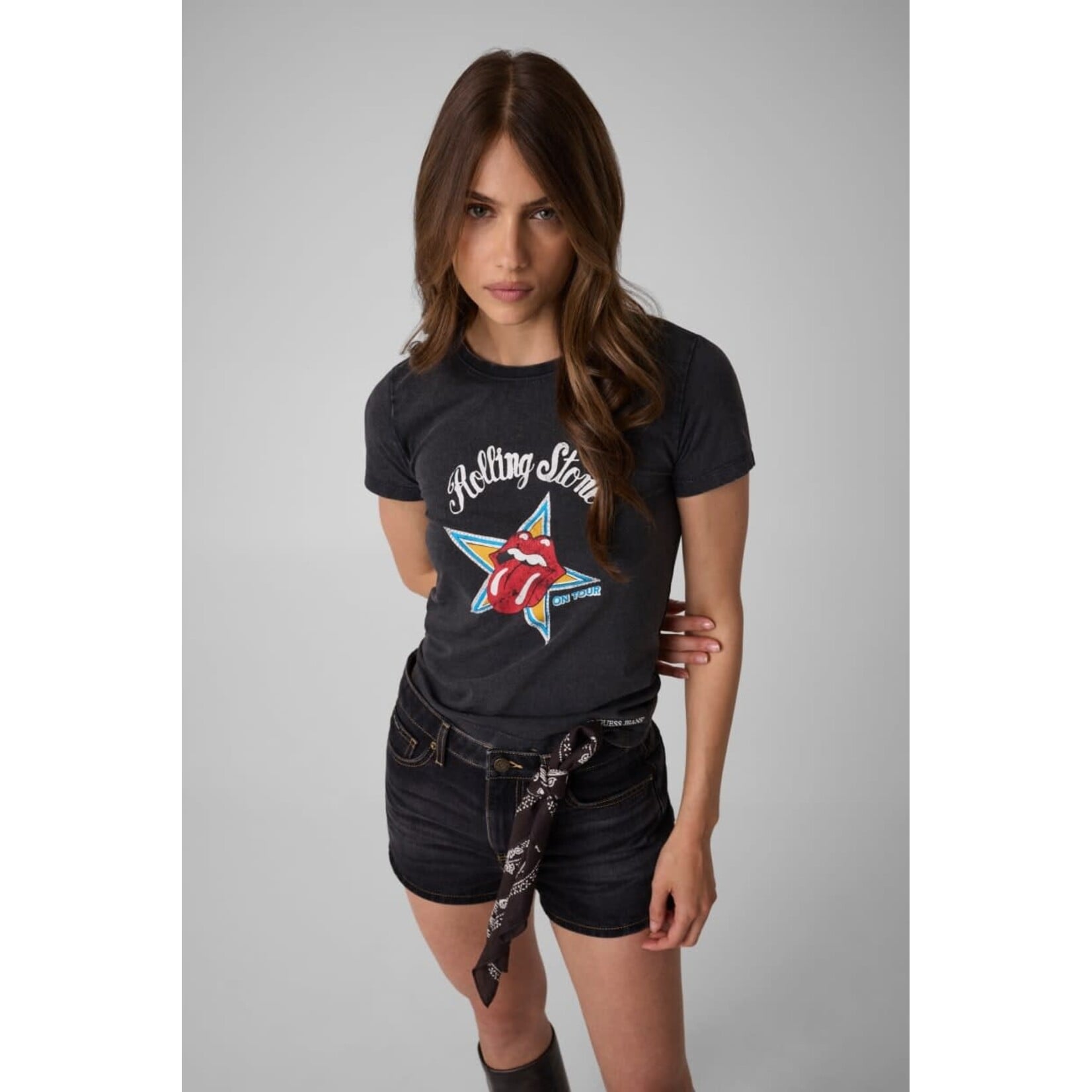 Guess W6BI16K5697 - GJ x Rolling Stones Rhinestone T-Shirt