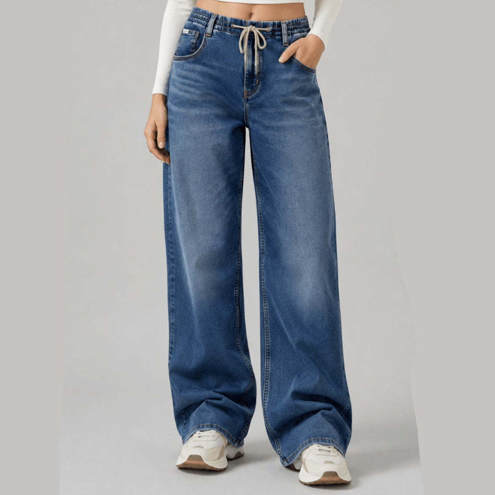 Guess W6BA23D1797 - GJ G11 Drawstring Wide Leg Jeans