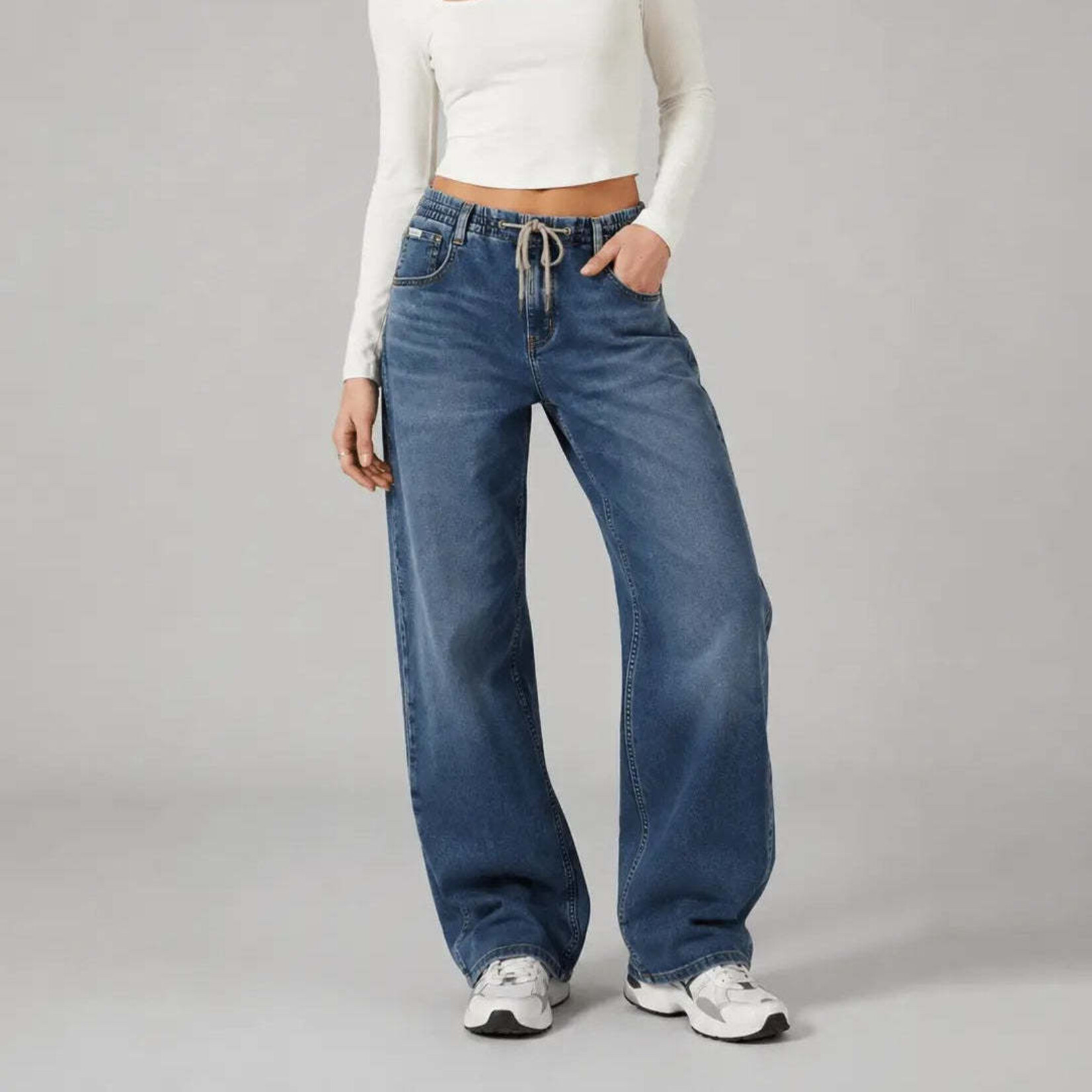Guess W6BA23D1797 - GJ G11 Drawstring Wide Leg Jeans