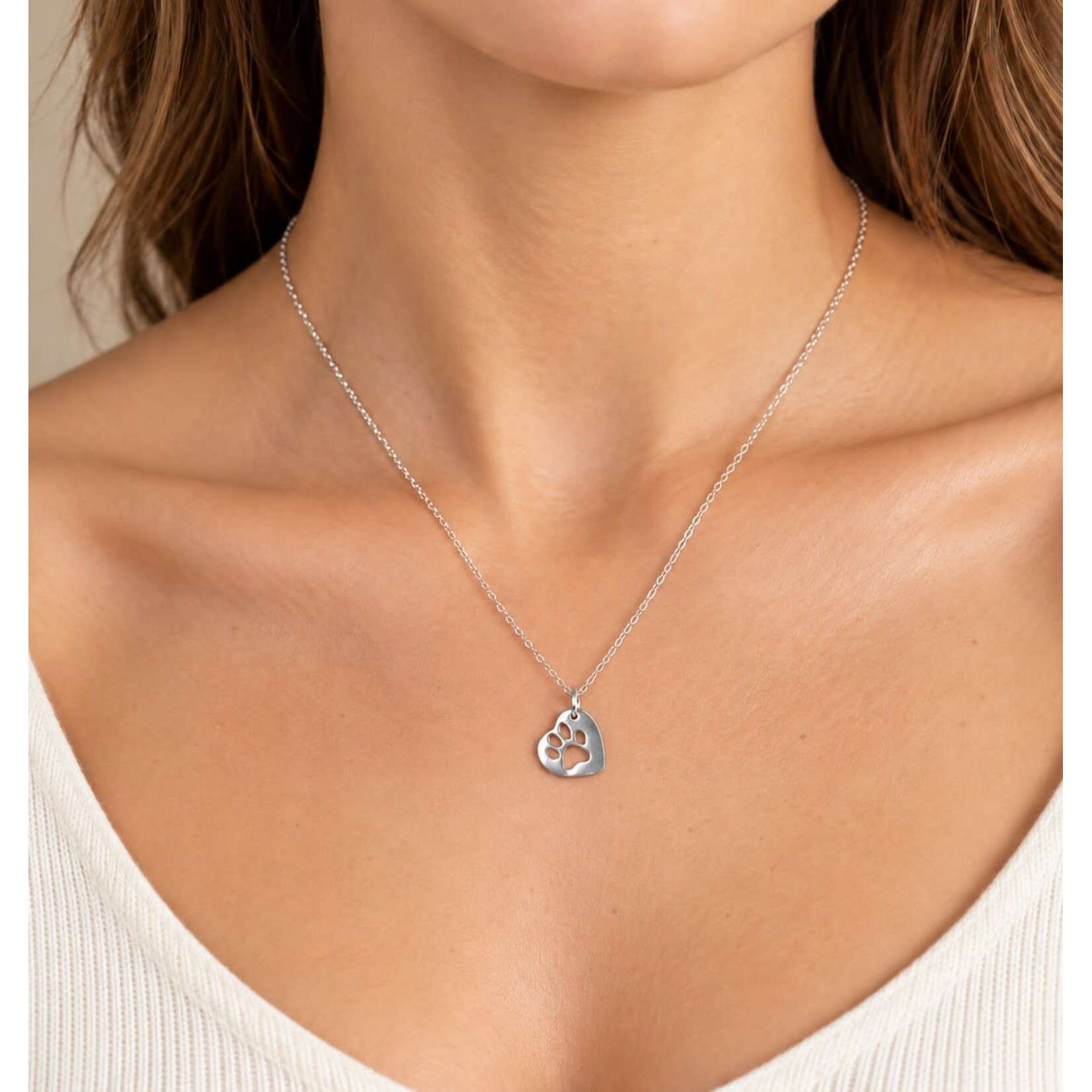 Mimi & Marge 40bawa-PAW PRINT NECKLACE - Sterling Silver