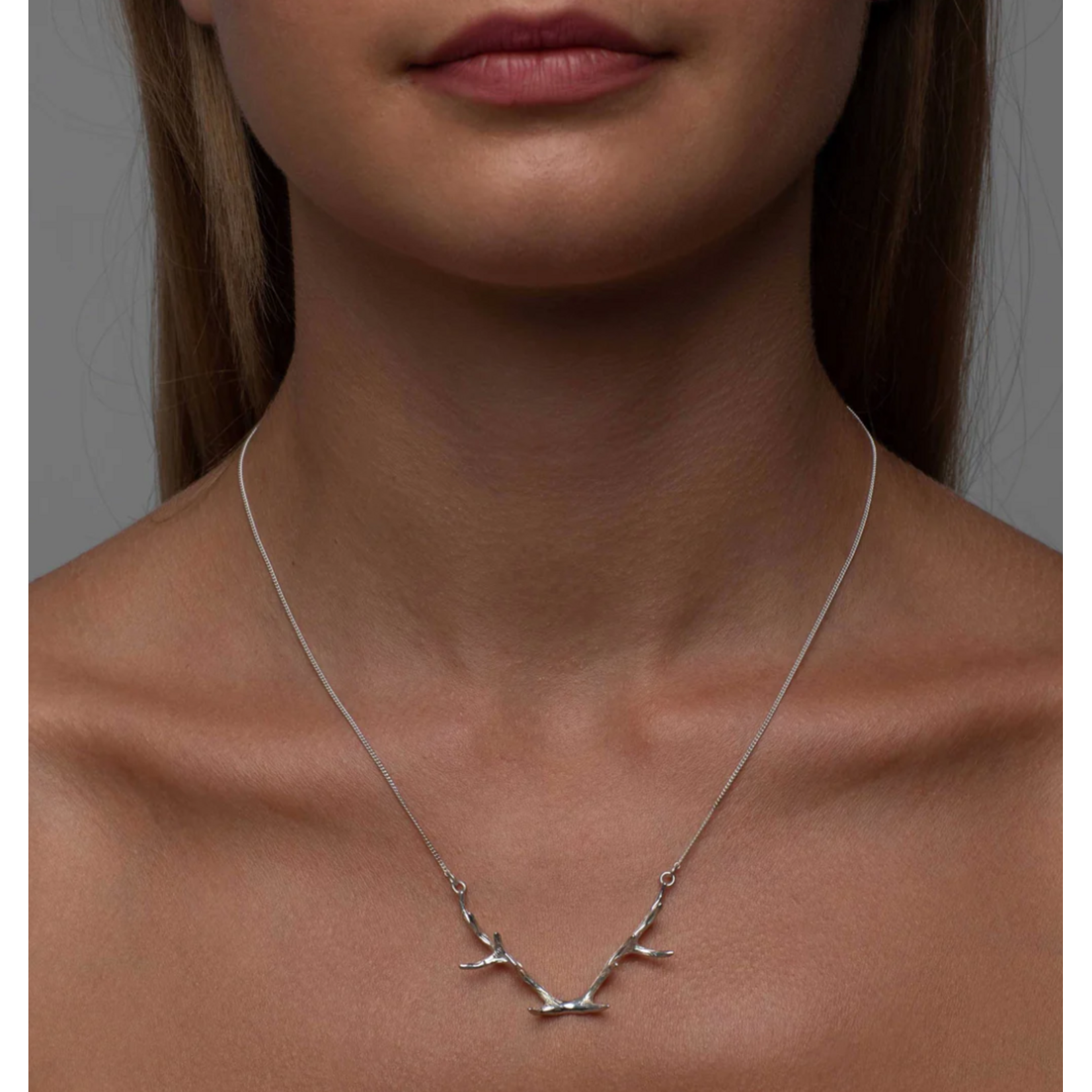 Mimi & Marge Large Antler Necklace - Sterling Silver
