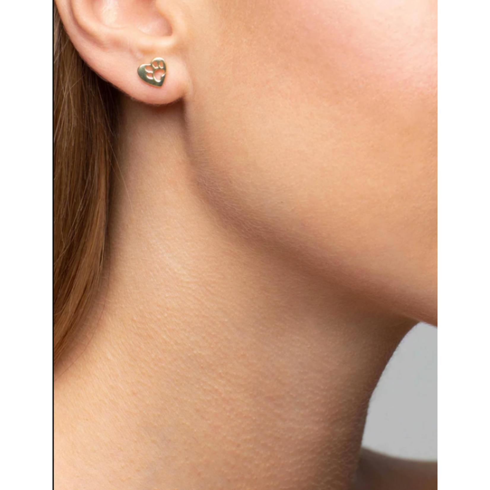 Mimi & Marge Paw Print Stud Earrings - 24K Gold Vermeil