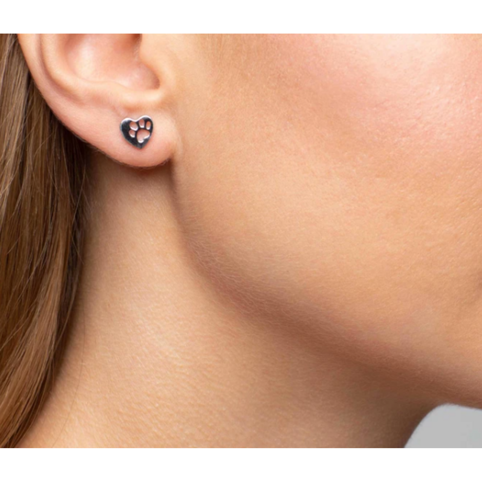 Mimi & Marge Paw Print Stud Earrings - Sterling Silver
