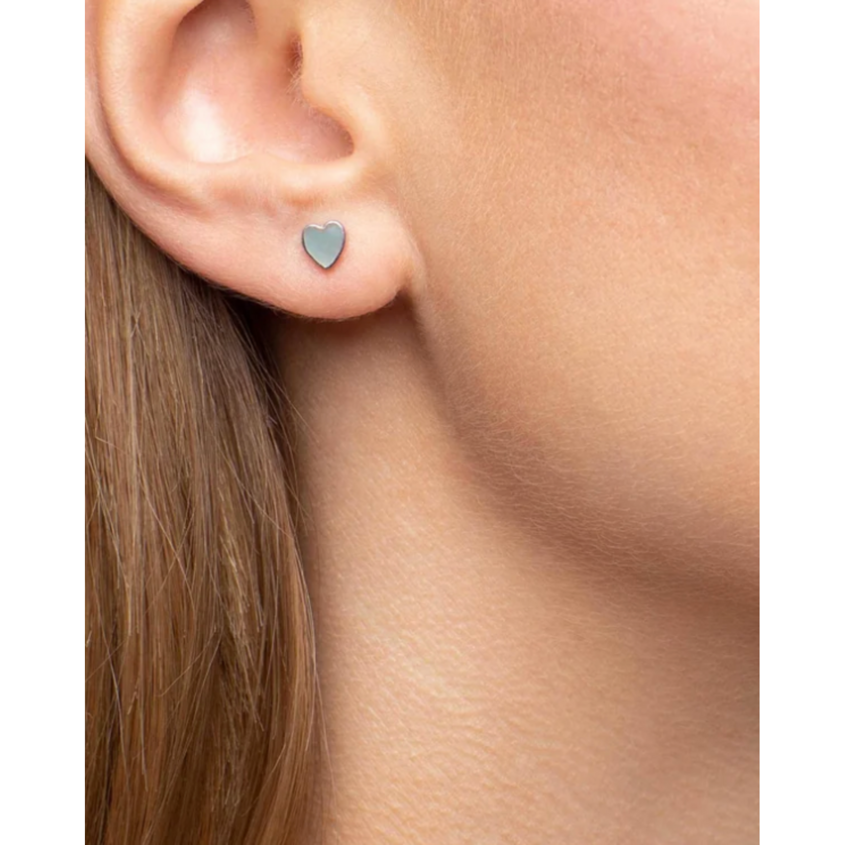 Mimi & Marge Heart Stud Earrings - Shell and Sterling Silver