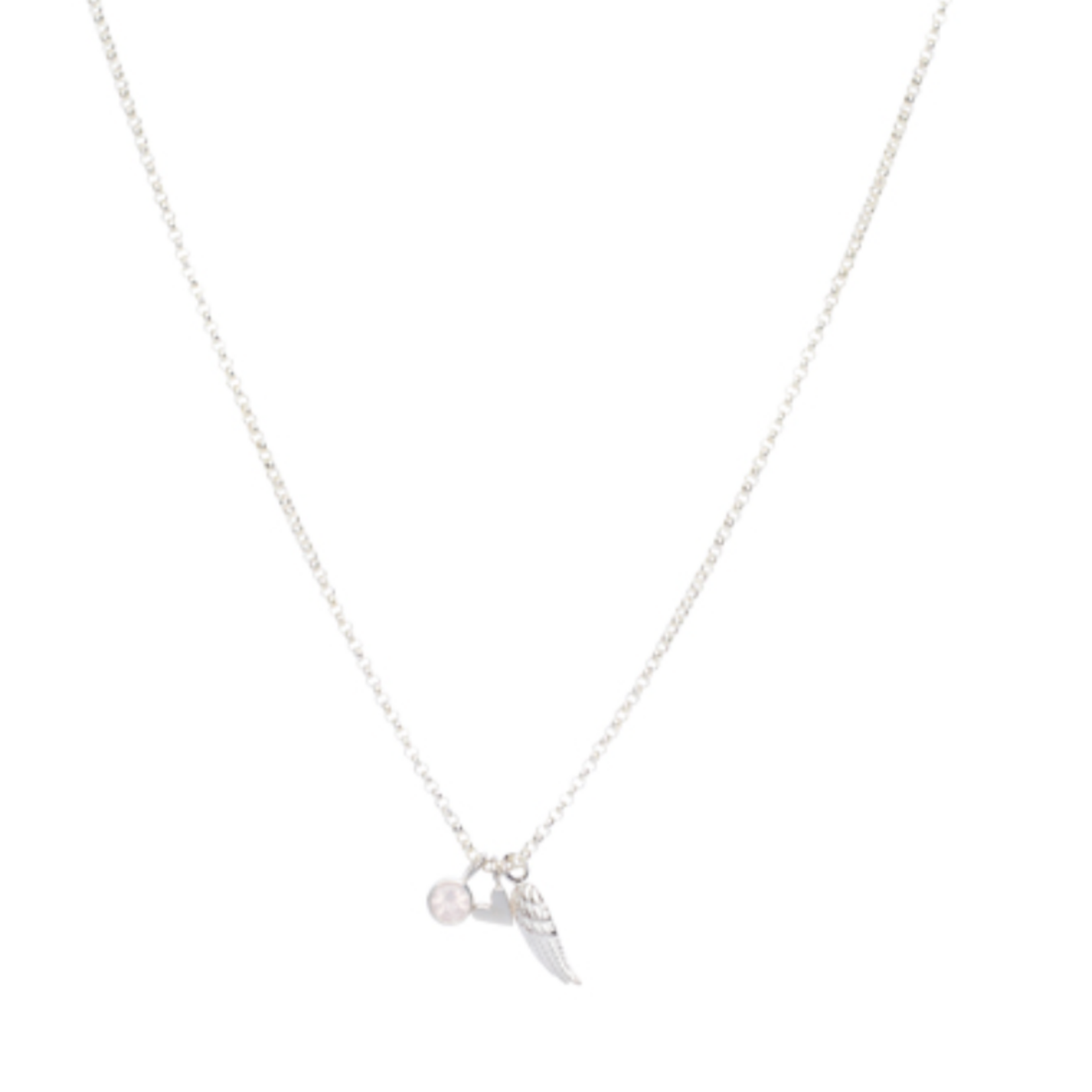 Mimi & Marge Wing, Heart, and Rose Quartz Charm Necklace - Sterling Silver