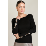 Black Tape Bow Rhinestone Sweater Top