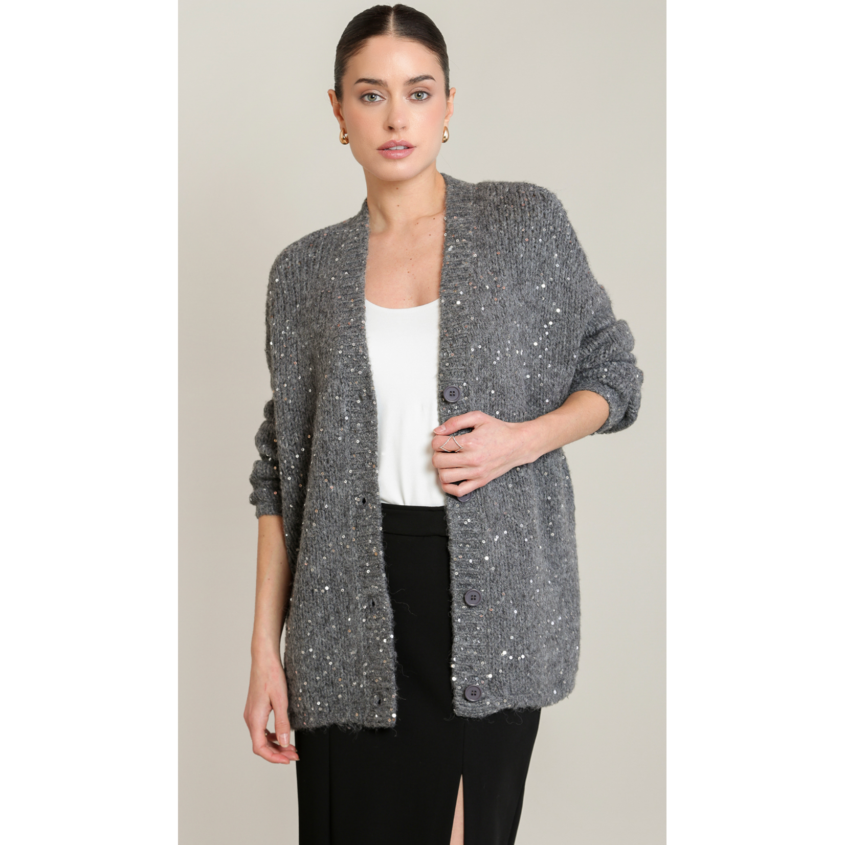 Black Tape 2827255 - Sequin Knit Cardigan