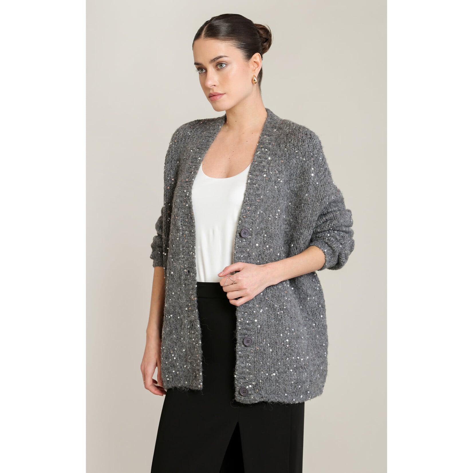 Black Tape 2827255 - Sequin Knit Cardigan