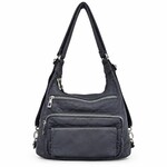 Alphada Backpack/Crossbody/Handbag Combo with Front Flap Pocket - Blue Grey