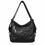 Alphada Backpack/Crossbody/Handbag with Side Pocket - Black