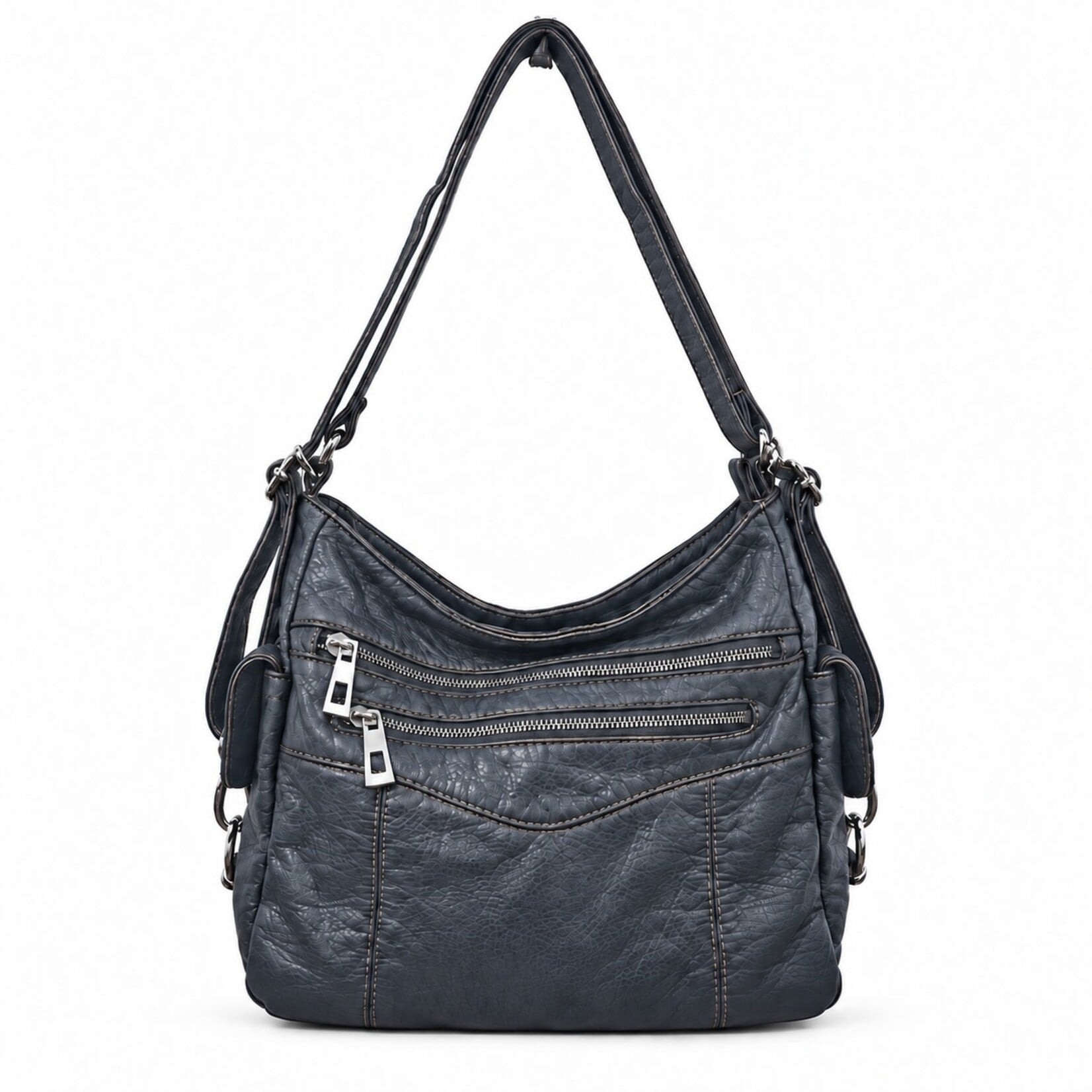 Alphada WH3101 - Backpack/Crossbody/Handbag with Side Pocket - Blue Grey
