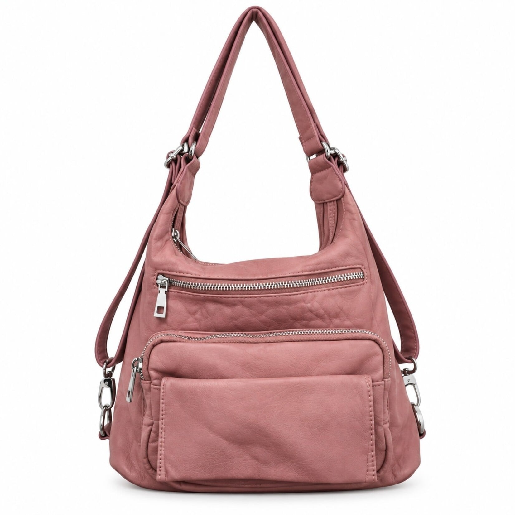 Alphada WH3106 - Backpack/Crossbody/Handbag with Front Flap - Rose Stone