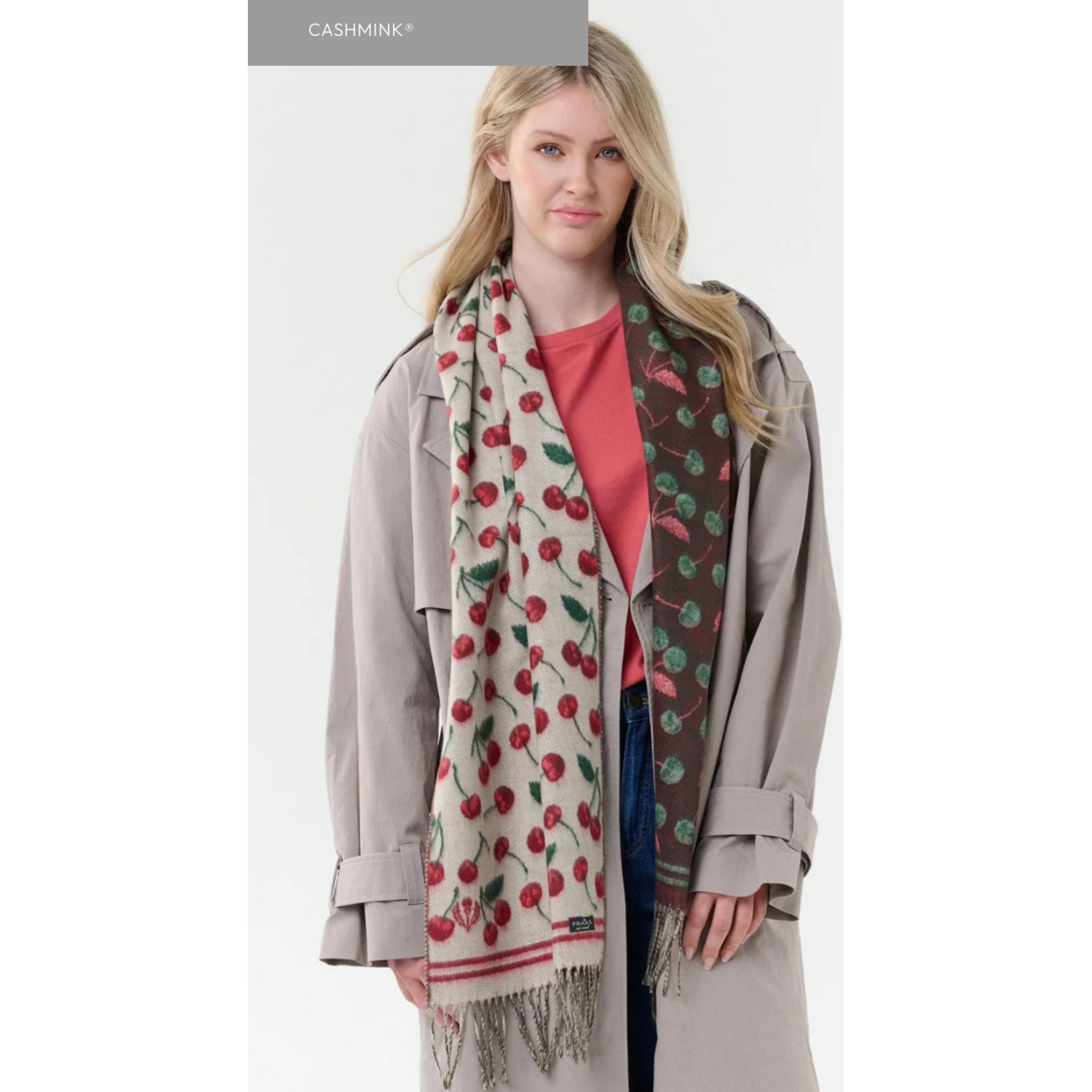 V.Fraas MFG.Inc Cherry Print Cashmink Scarf