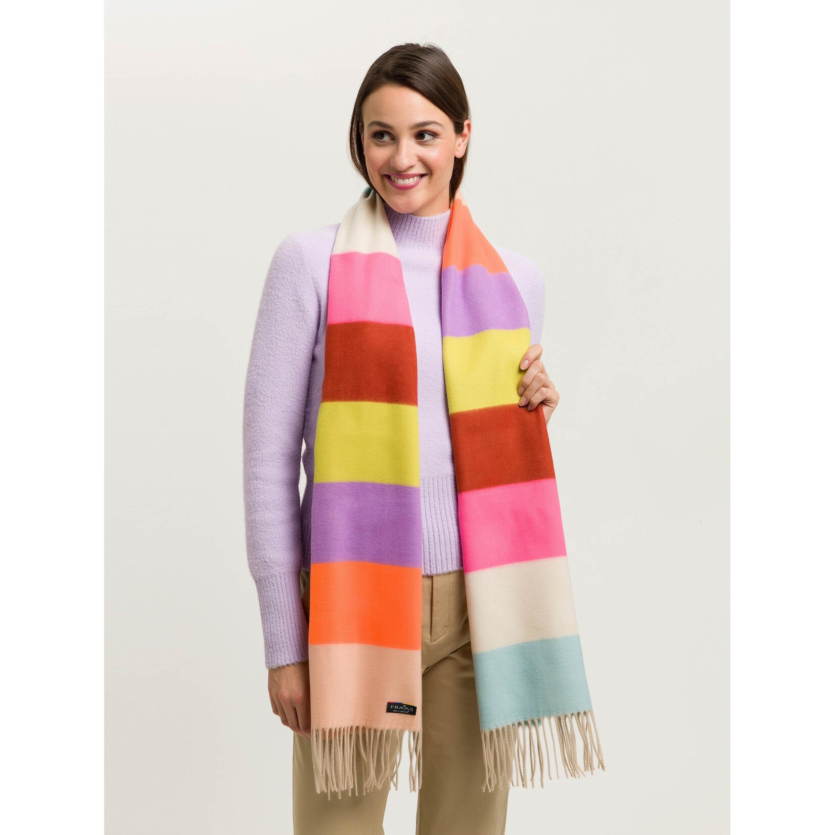 V.Fraas MFG.Inc Striped Printed Cashmink Scarf - Multicolour