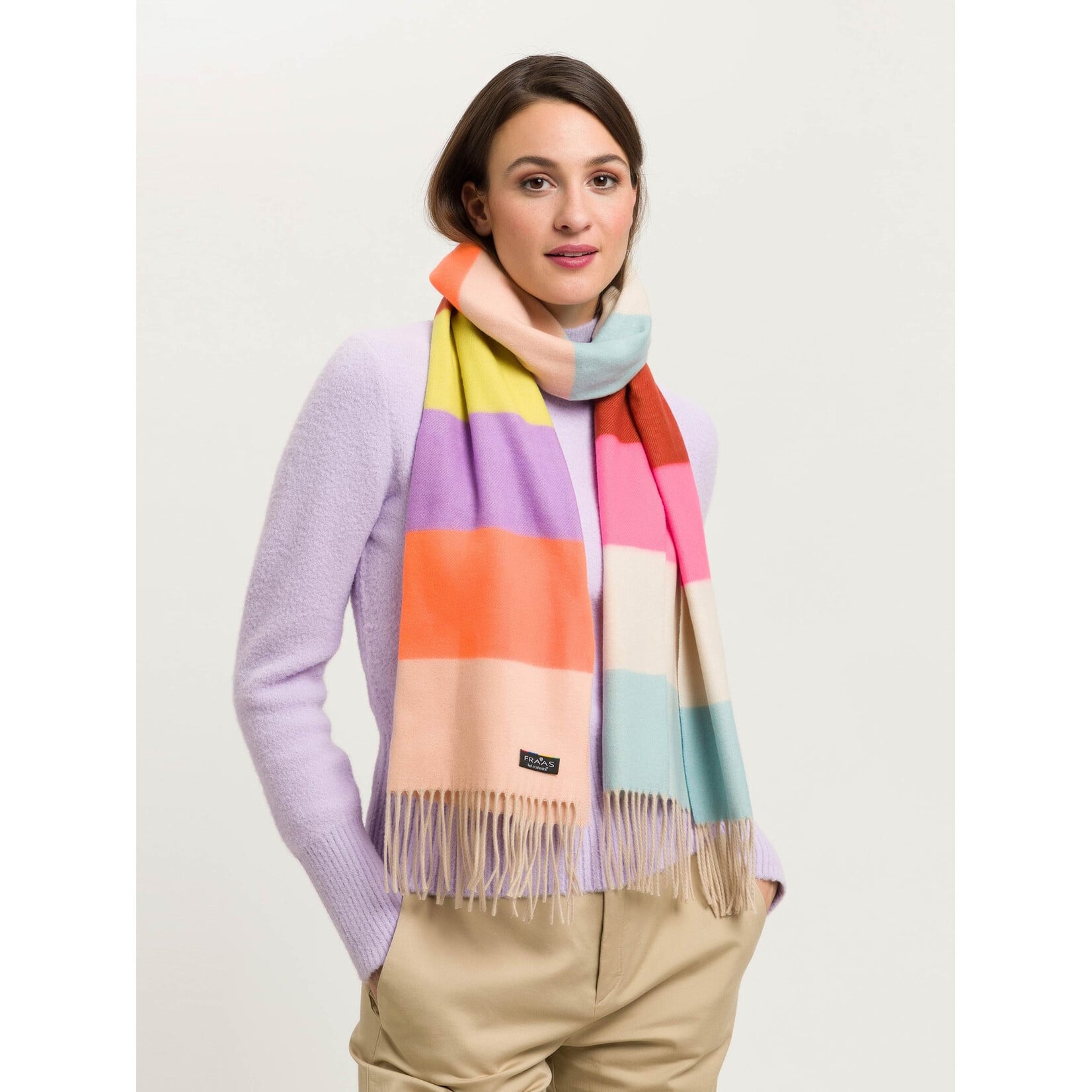 V.Fraas MFG.Inc Striped Printed Cashmink Scarf - Multicolour
