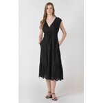 Black Tape Eyelet Midi Dress – Black Wash