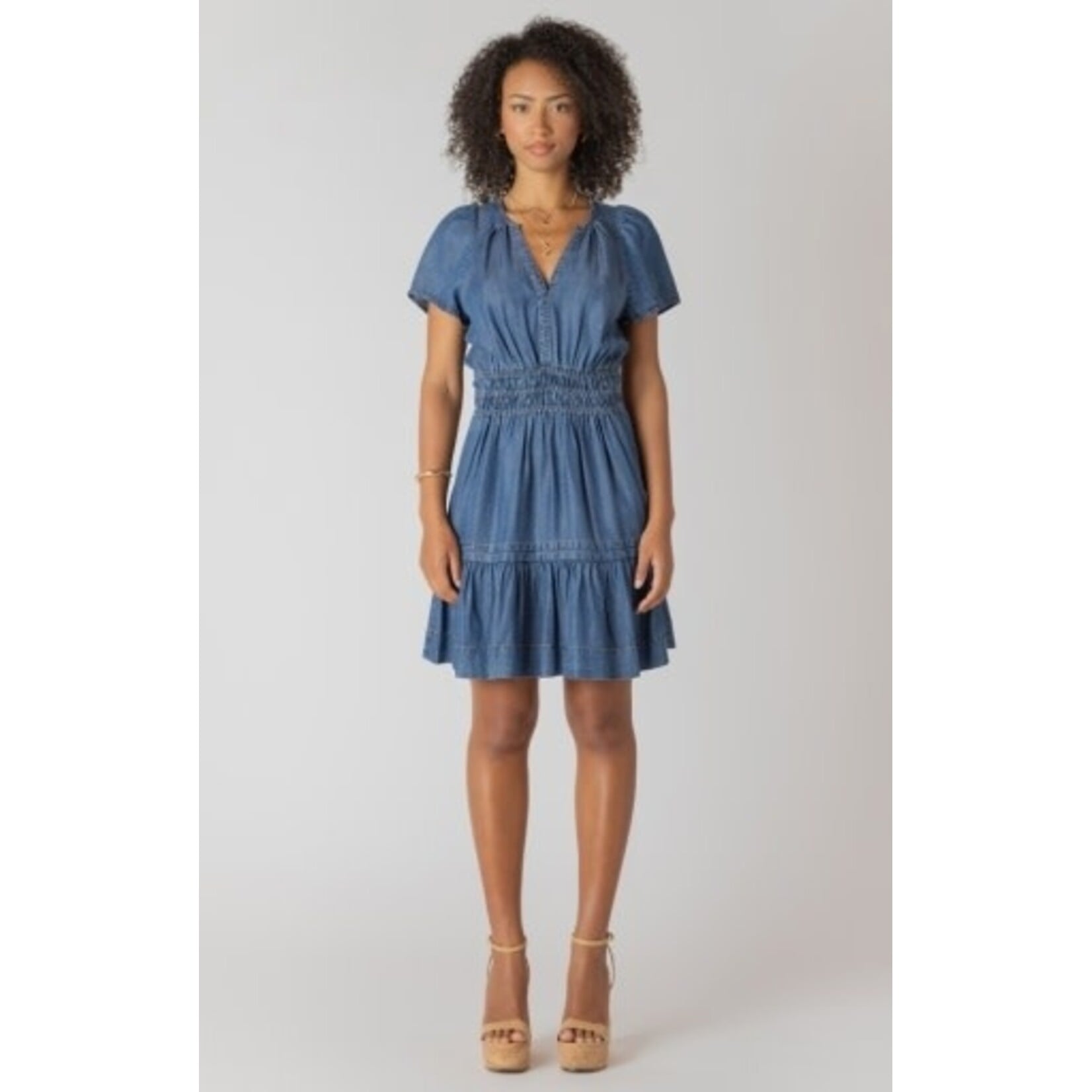 Dex Clothing 2722551 DG - Smocked Waist Tiered Mini Dress