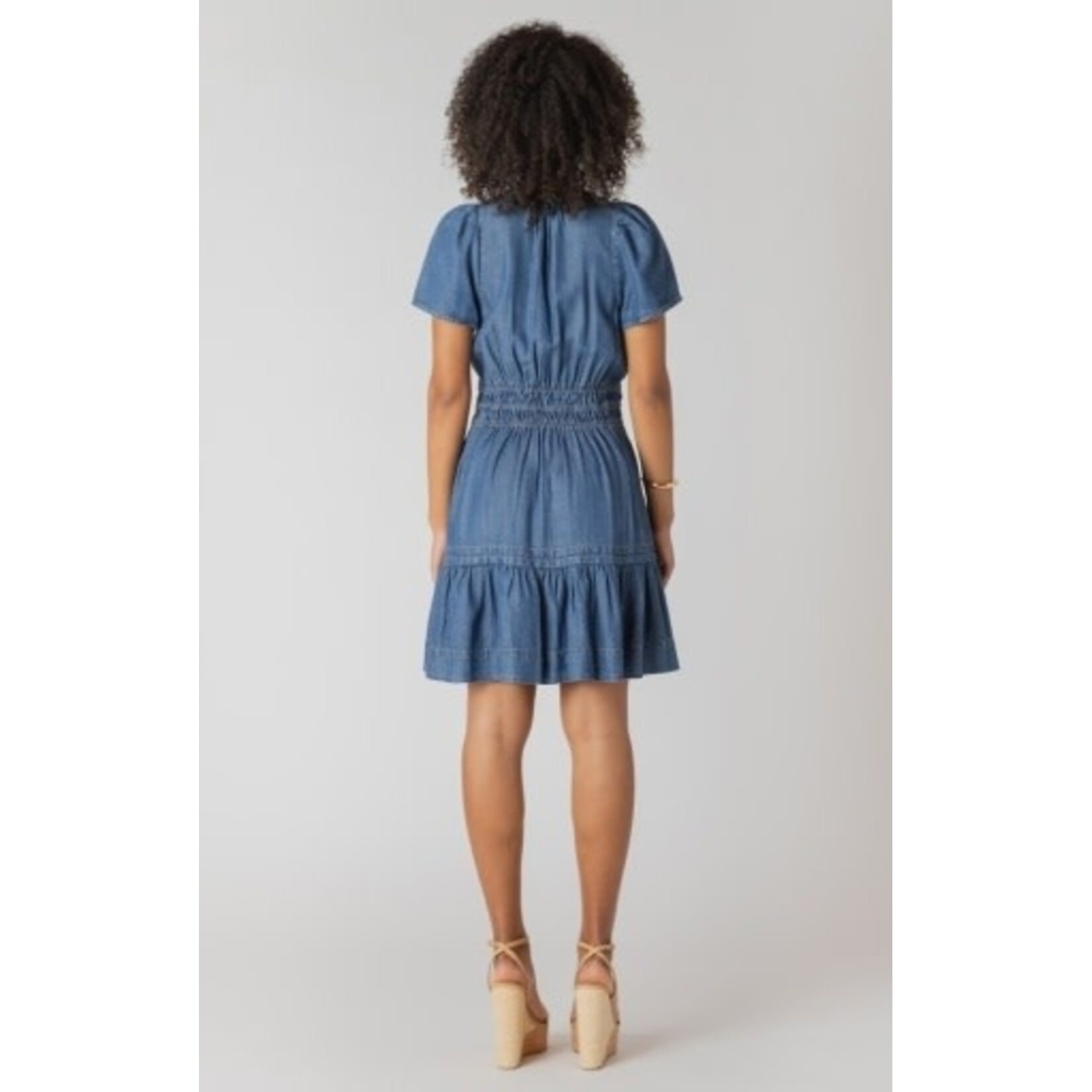 Dex Clothing 2722551 DG - Smocked Waist Tiered Mini Dress