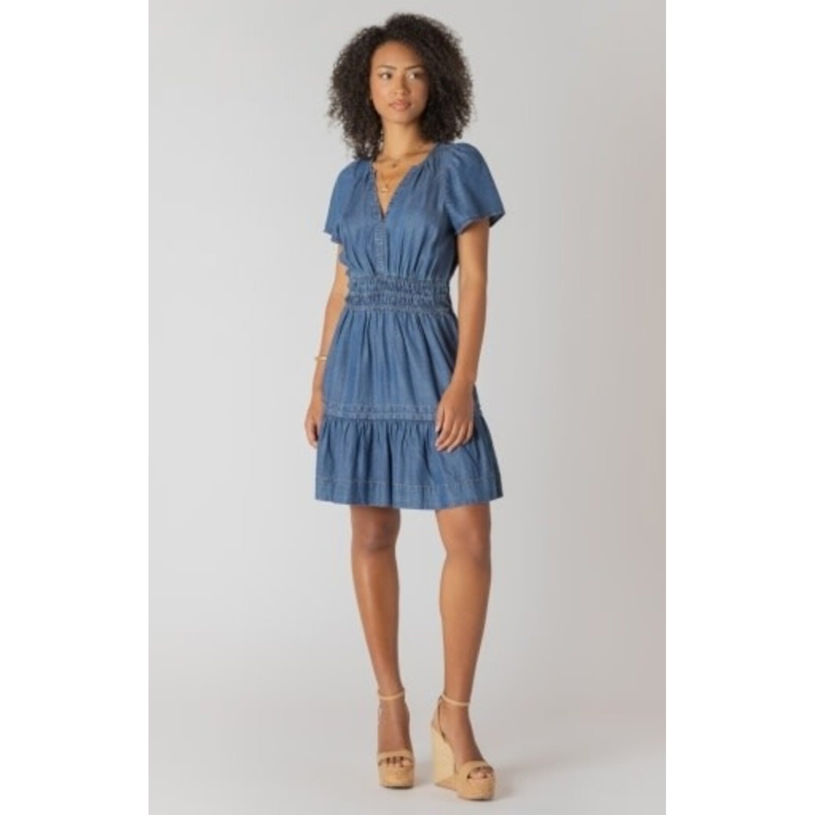 Dex Clothing 2722551 DG - Smocked Waist Tiered Mini Dress