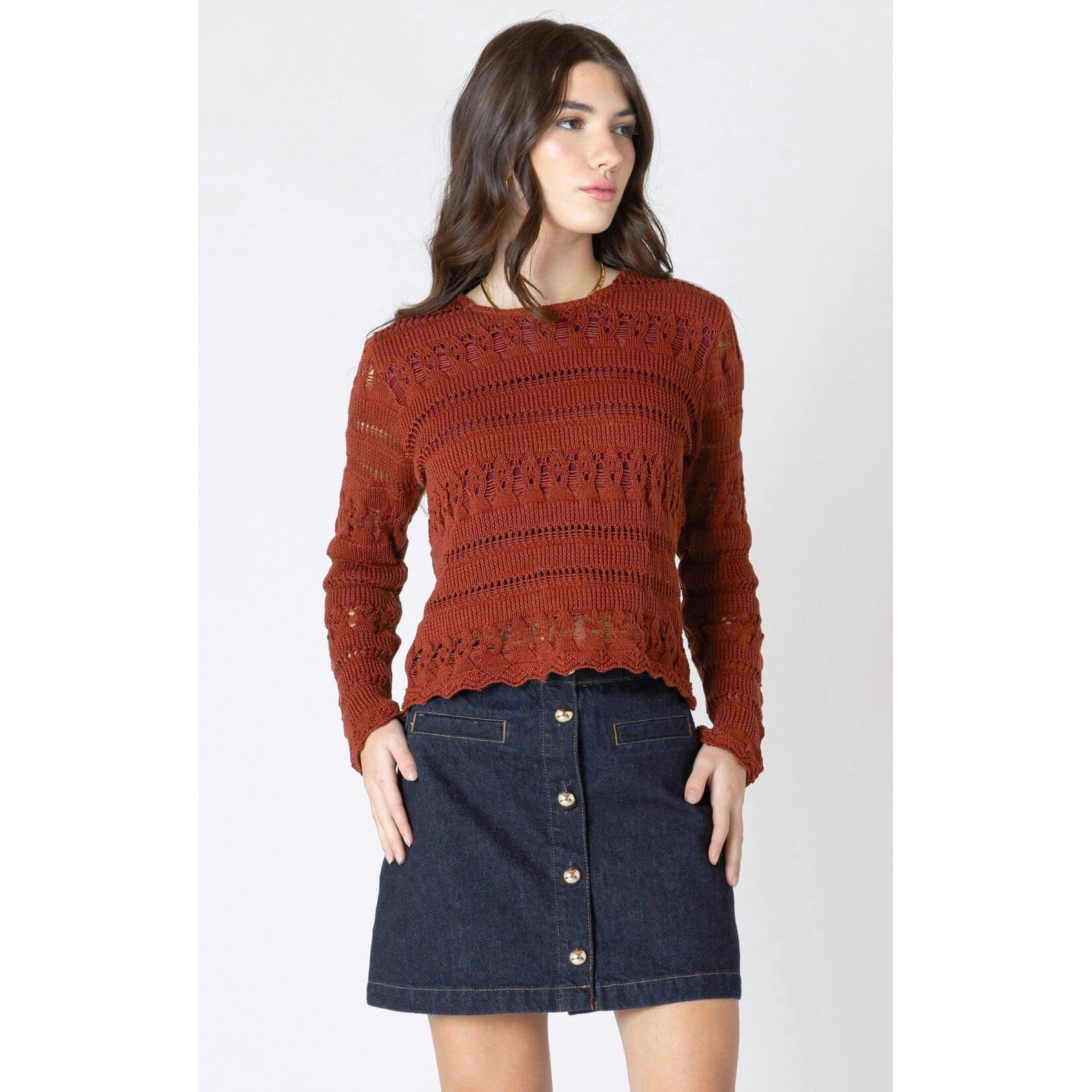 Dex Clothing 2627001 - Scallop Neck Chrochet Top