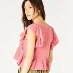 Dex Clothing Betty Flutter Sleeve V-Neck Button-Front Top