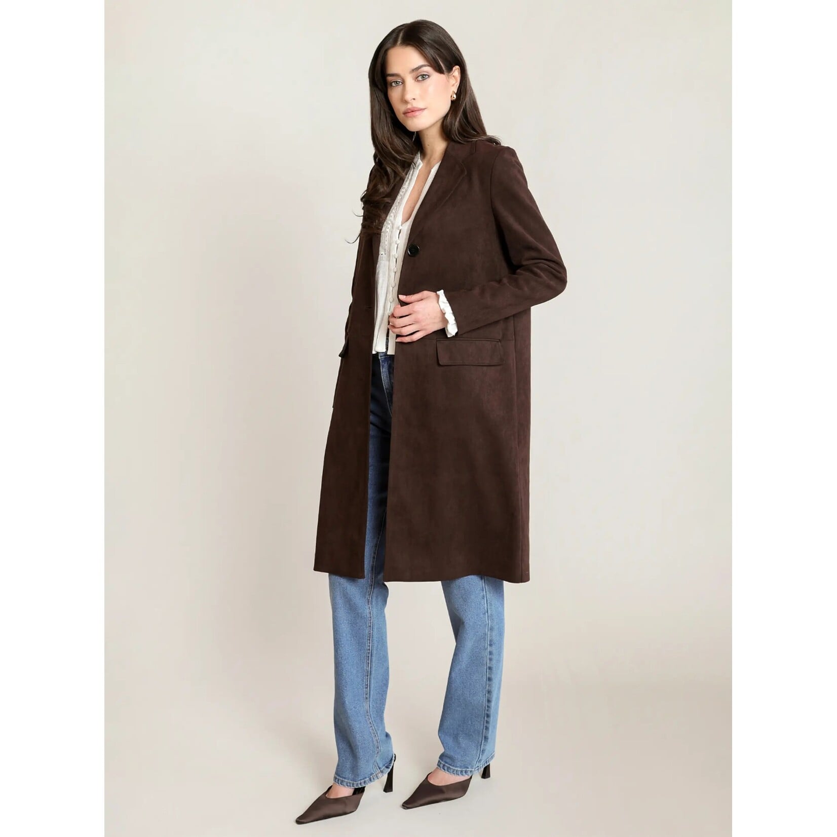 Black Tape 2829753 T - Faux Suede Longline Coat