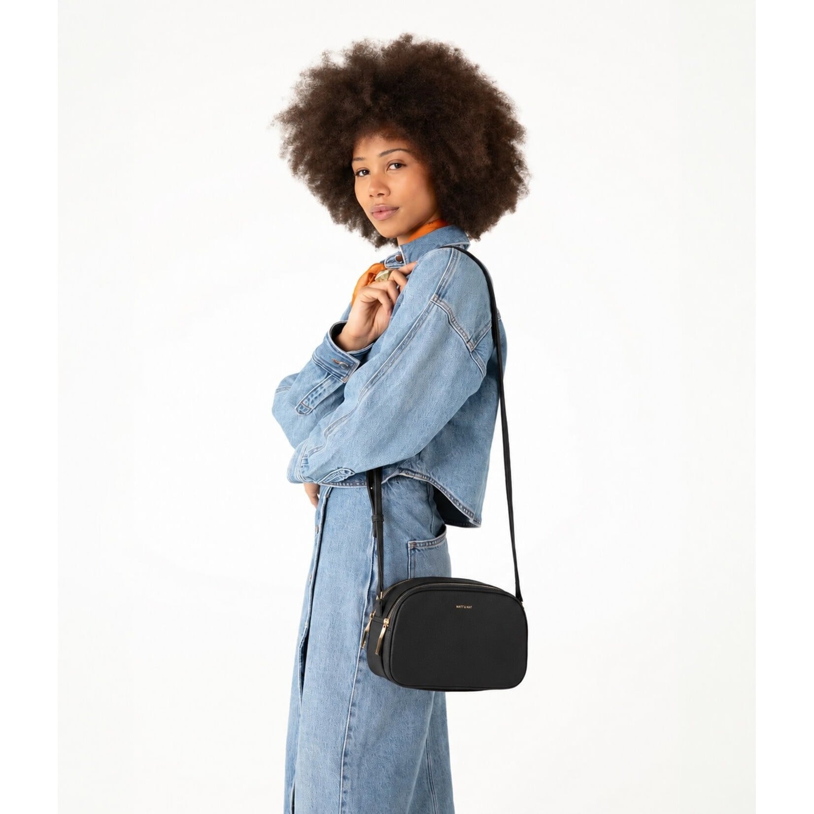 Matt & Nat Pair 2-Compartment Crossbody Handbag - Grain Collection - Black