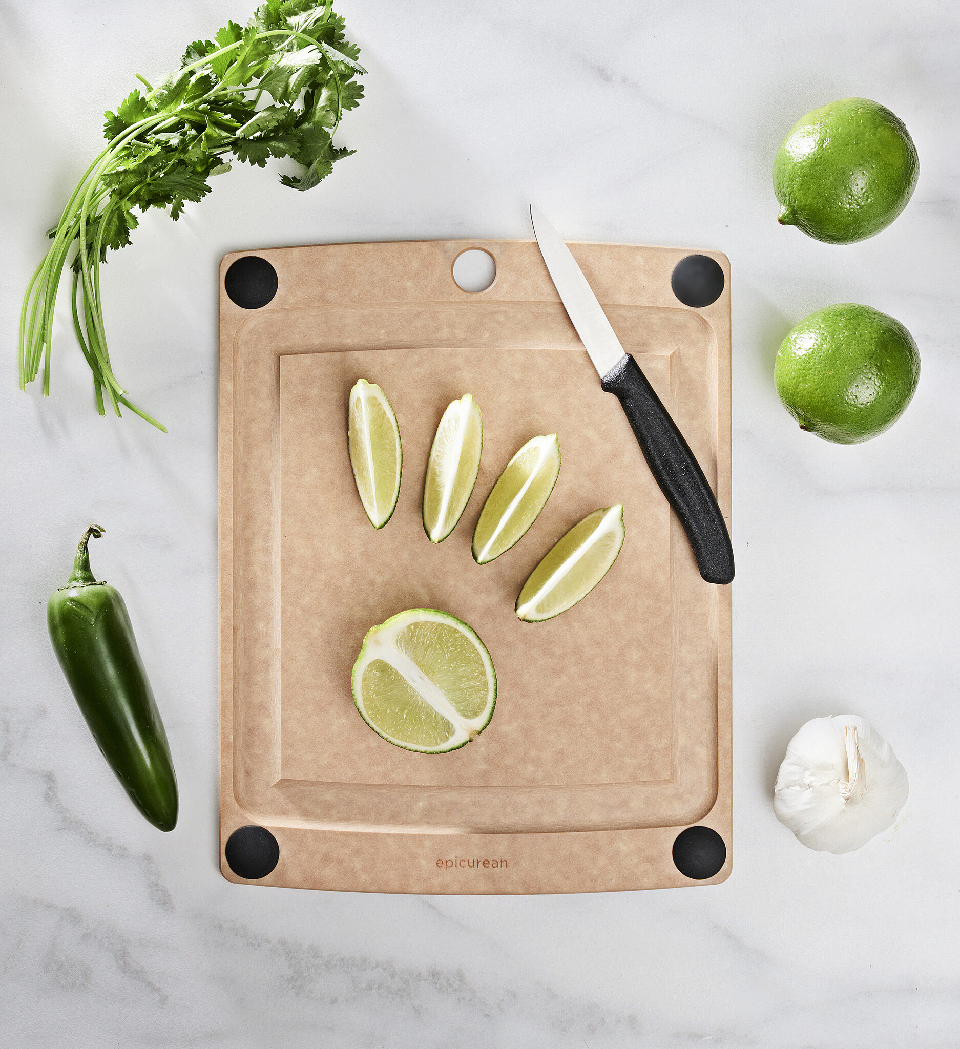 Epicurean Cutting Surfaces Cutting Board 11.5x9 Natural w/Black Buttons