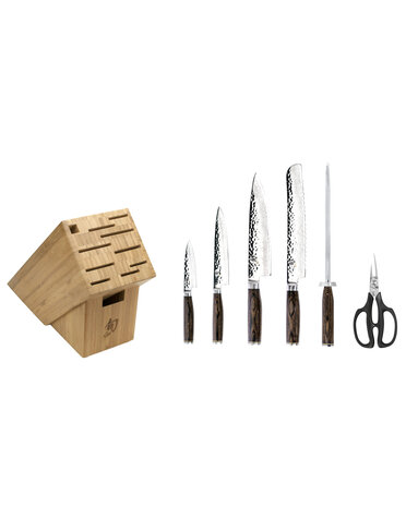 Shun Cutlery Block Set 7pc Essentials Premier Walnut Shun