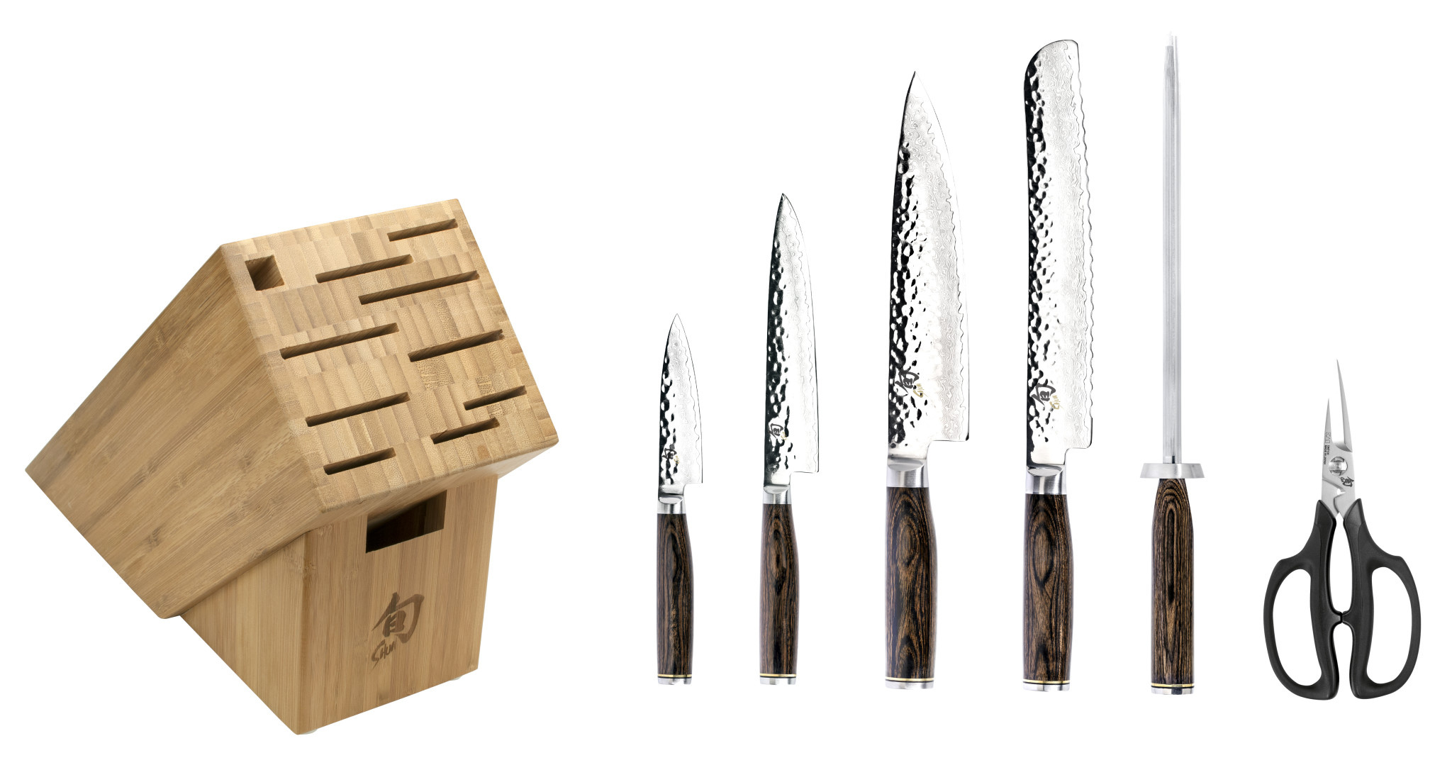 Shun Cutlery Block Set 7pc Essentials Premier Walnut Shun
