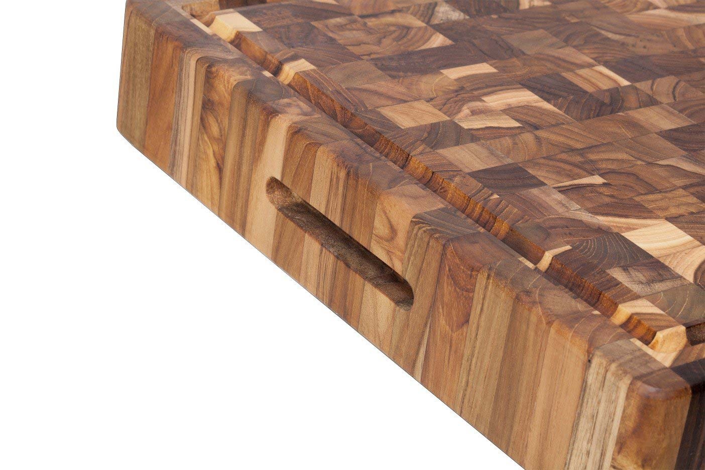 Teak Haus Butcher Block Cutting Board w/ Juice Canal 20x14