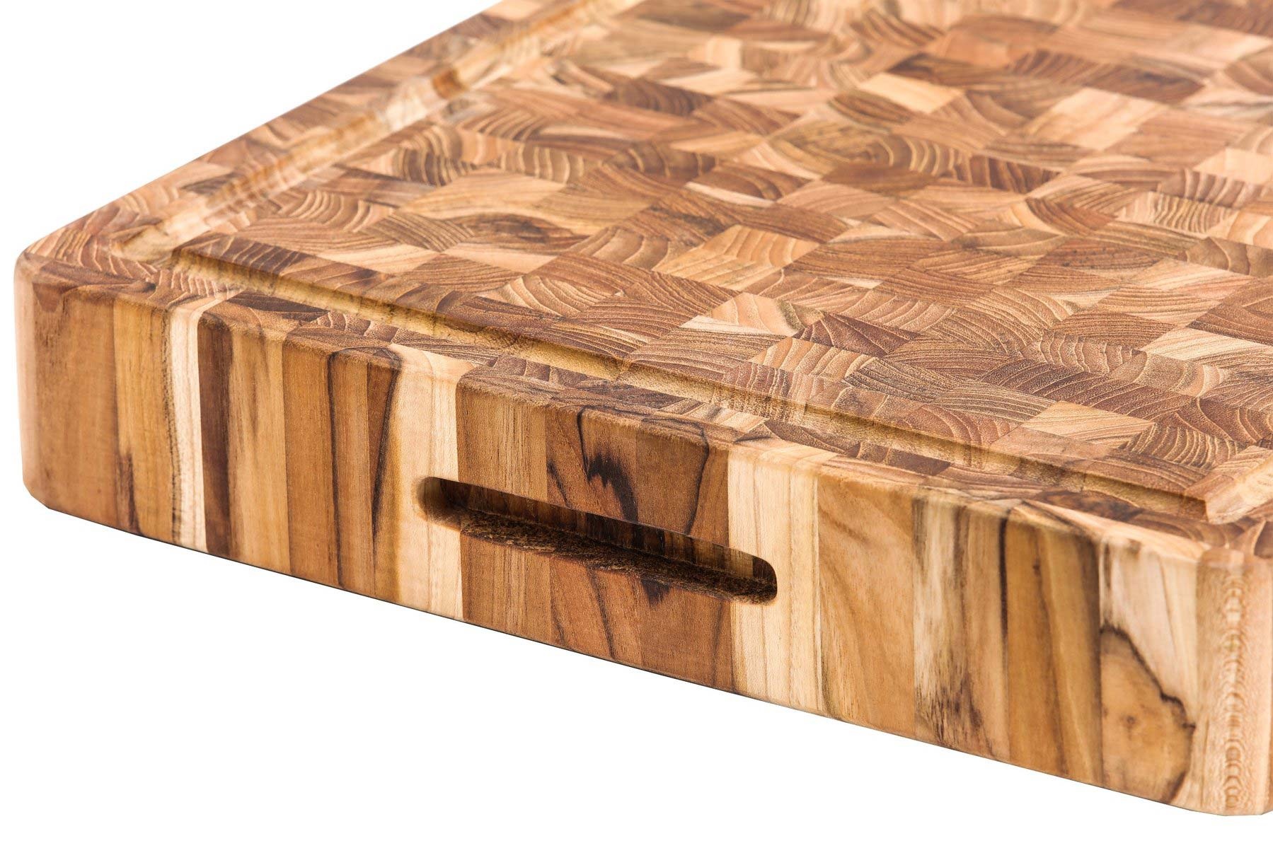 Teak Haus Butcher Block Cutting Board w/ Juice Canal 20x14