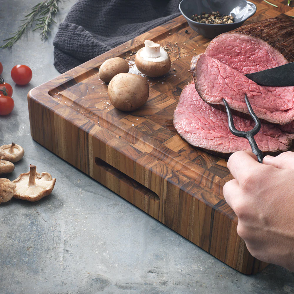 Teak Haus Butcher Block Cutting Board w/ Juice Canal 20x14