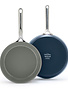 Greenpan Oxford Blue Ceramic Fry Pan Set 2pc 9.5/11"
