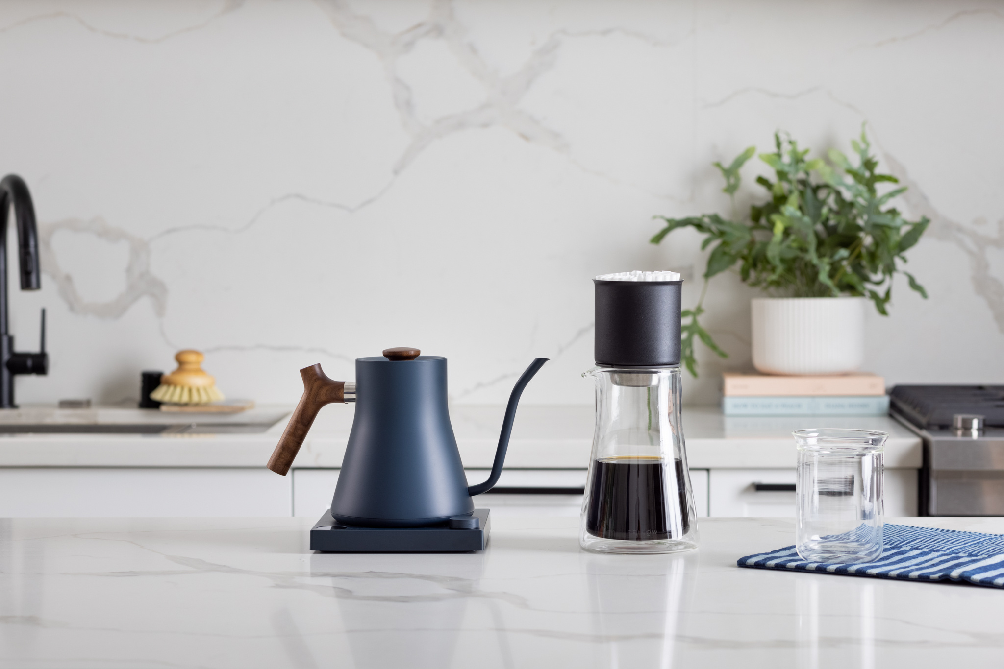 Fellow Stagg EKG Electric Kettle- Stone Blue/Walnut