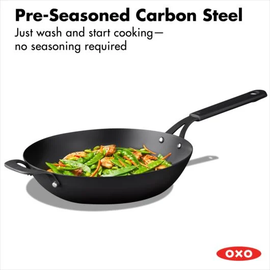 OXO Obsidian Carbon Steel Wok 12"