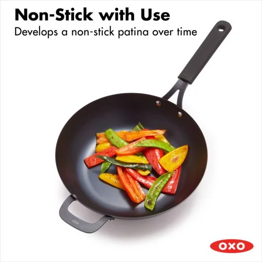 OXO Obsidian Carbon Steel Wok 12"