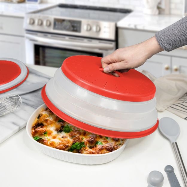 Dayglow Collapsible Microwave Food Cover Large- Red