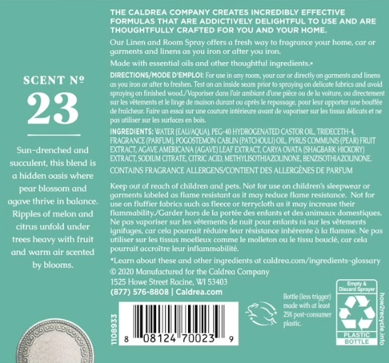 Caldrea Linen & Room Spray 16oz w/Soap Bark & Aloe Vera