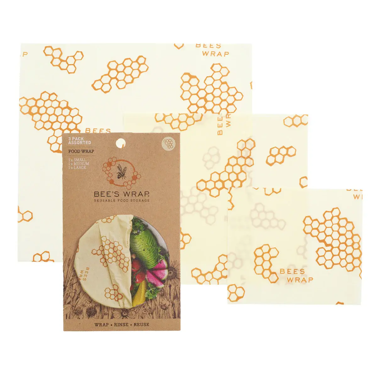 Beeswax Wraps Assorted 3pk- Honeycomb