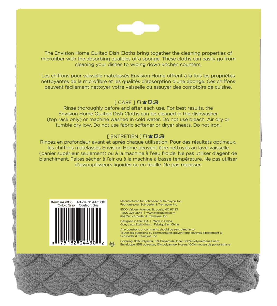Envision Home Quilted Dish Cloths 3pk