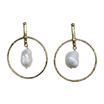 David Jeffery Earrings Brass w/ Baroque Pearls