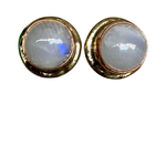 David Jeffery Earrings Gold White Metal w Moonstone