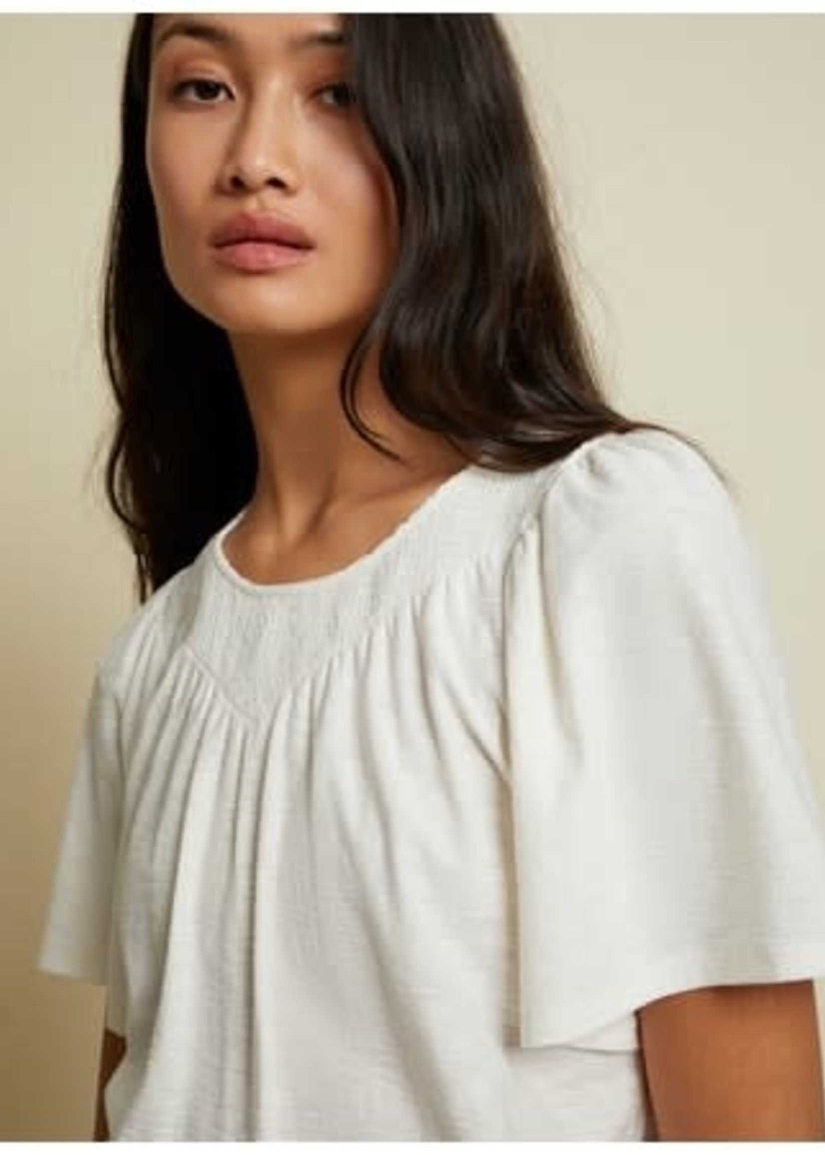 Nation Acacia Smocked Flutter Tee