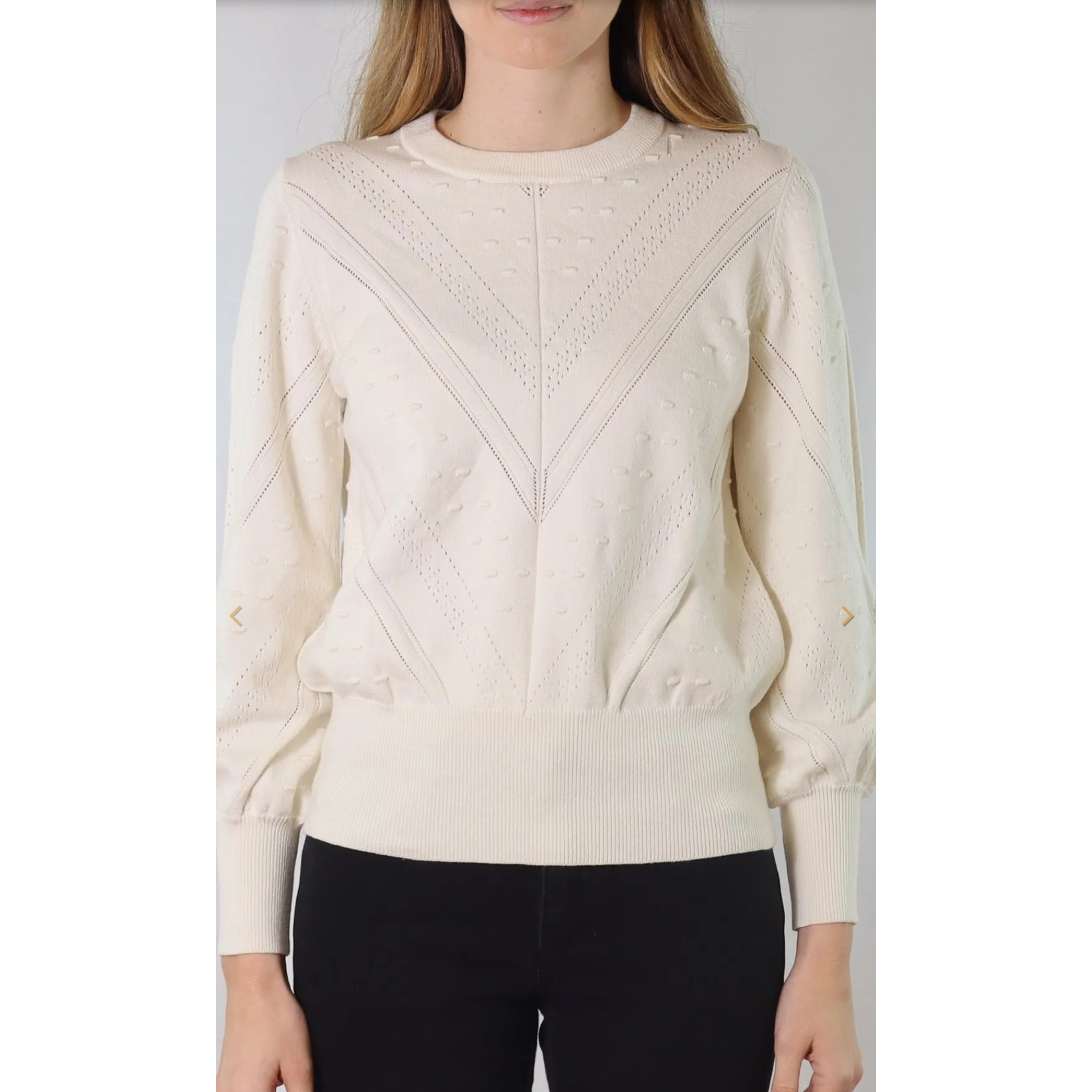 Metric Knits Crew Neck Puff Sleeve Pullover